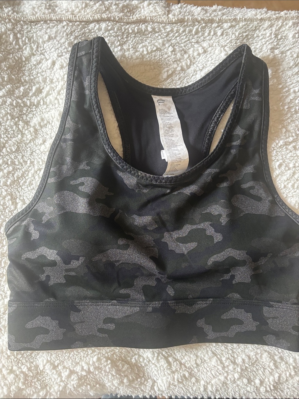 Women's Black Camouflage Racerback Sports Bra fabeletics size small